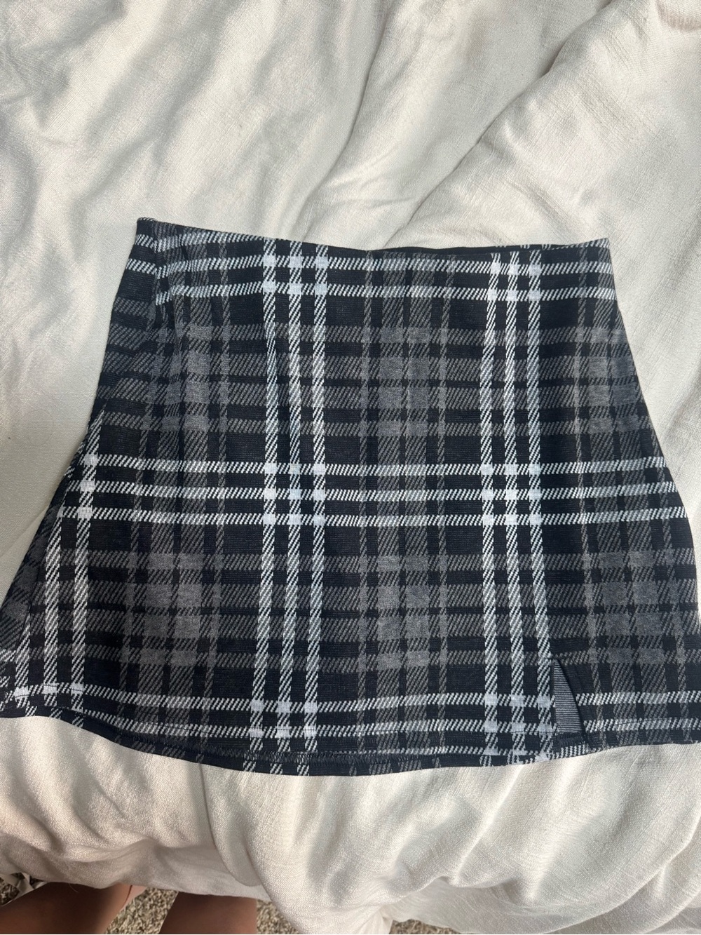 American Eagle Outfitters Black & Gray Plaid Skater Mini Skort